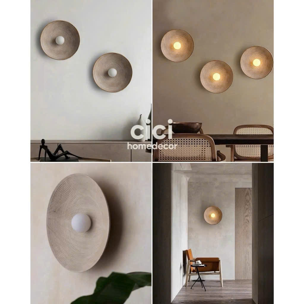 Đèn treo tròn tường 𝐧𝐨̣̂𝐢 𝐭𝐡𝐚̂́𝐭 𝐂𝐢𝐜𝐢 trang trí phong cách tối giản Nhật Bản